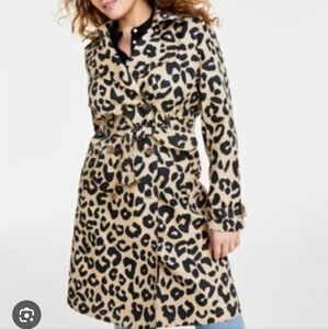 Cheetah print trench coat